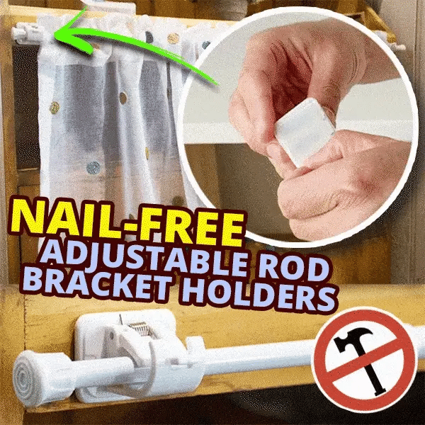 Nail-free Adjustable Rod Bracket Holders (Pack of 4)